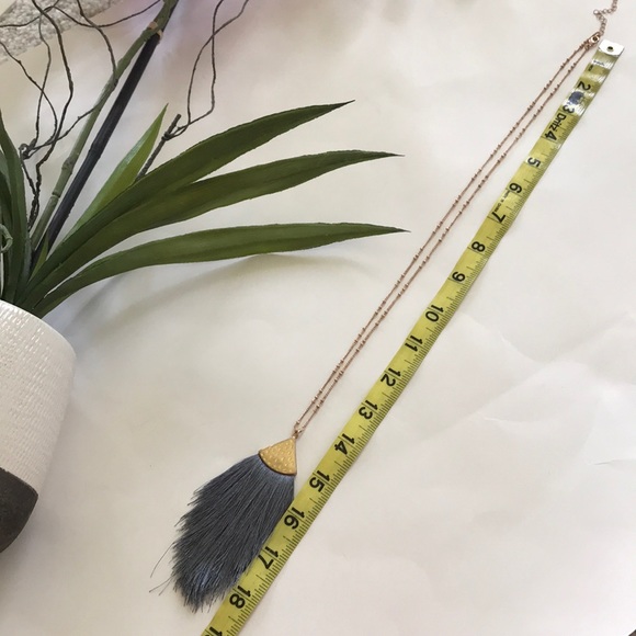 Long Grey Fringe Pendant Necklace - Picture 6 of 7